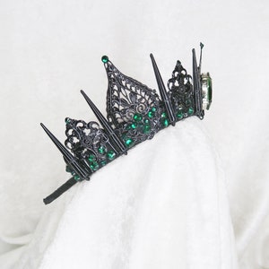 Queen Evil Emerald Black Crown with Green Gemstones by Loschy Designs MADE TO ORDER, ready to ship in 7 days image 4