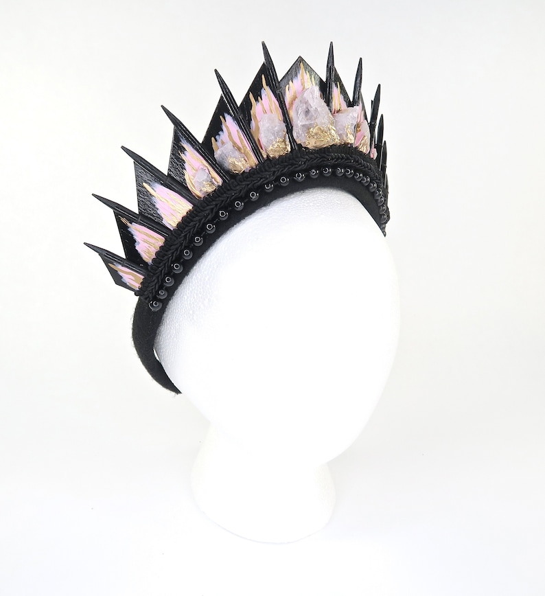 by Loschy Designs Rose Quartz Black Blade Crystal Crown