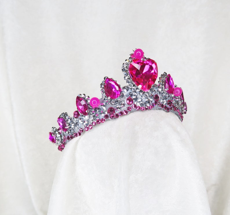 Barbie Princess Charm School Inspired Crown Silver with Hot Pink Rhinestones by Loschy Designs image 2