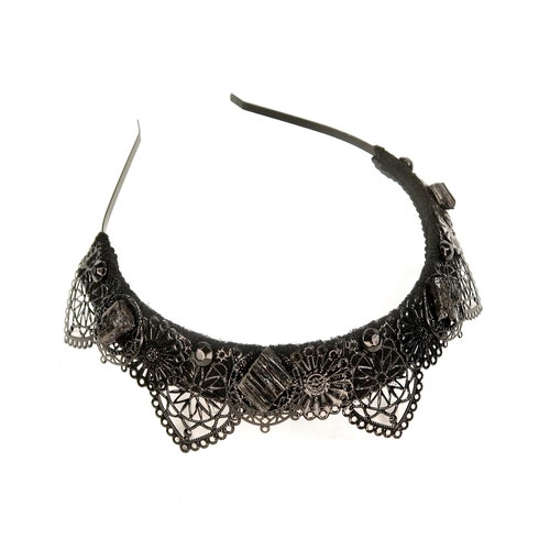 Eclipse Black Crown With Gray Gemstone by Loschy Designs - Etsy