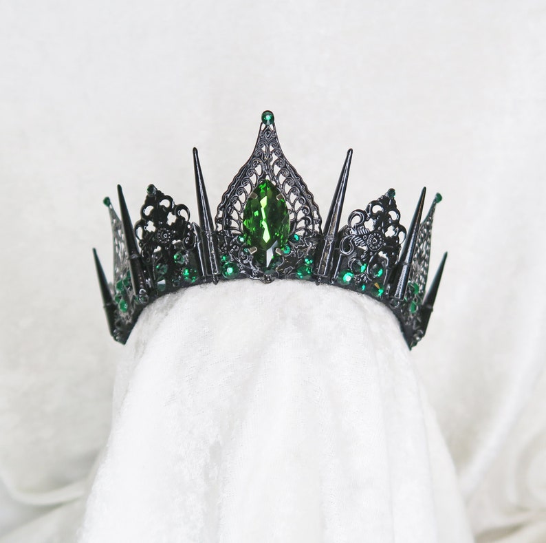 Queen Evil Emerald Black Crown with Green Gemstones by Loschy Designs MADE TO ORDER, ready to ship in 7 days image 3
