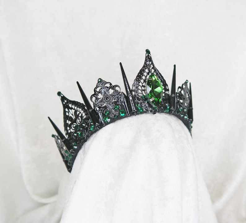 Queen Evil Emerald Black Crown with Green Gemstones by Loschy Designs MADE TO ORDER, ready to ship in 7 days image 2