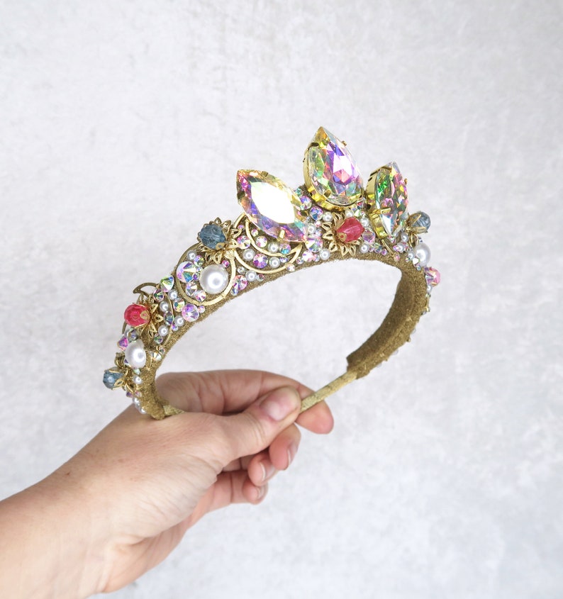 Rapunzel Crown Gold with Rainbow Gemstones by Loschy Designs MADE TO ORDER, ready in 9-10 days image 9