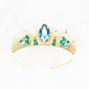 Queen Anna Small Tiara Gold with Turquoise and Green Gemstones by Loschy Designs MADE TO ORDER, ready in 7 days image 5