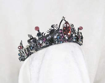 Scorpio Zodiac Crown – Black Raw Obsidian Gemstone Headband