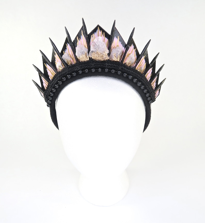 by Loschy Designs Rose Quartz Black Blade Crystal Crown
