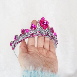 Barbie Princess Charm School Inspired Crown Silver with Hot Pink Rhinestones by Loschy Designs image 6