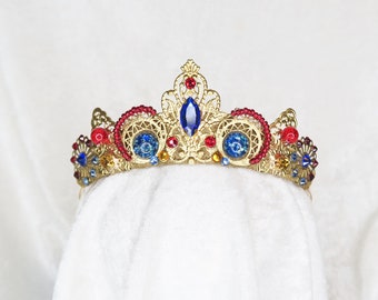 Snow White Small Tiara - Gold with Beading and Rhinestones - by Loschy Designs - MADE TO ORDER, ready in 7 days