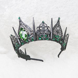 Queen Evil Emerald Black Crown with Green Gemstones by Loschy Designs MADE TO ORDER, ready to ship in 7 days image 6