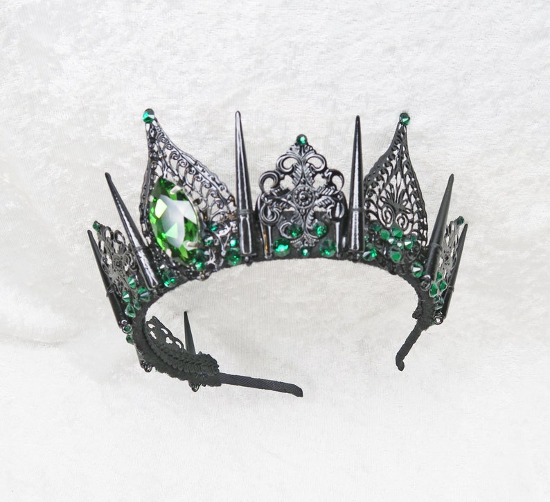 Queen Evil Emerald Black Crown with Green Gemstones by Loschy Designs MADE TO ORDER, ready to ship in 7 days image 6