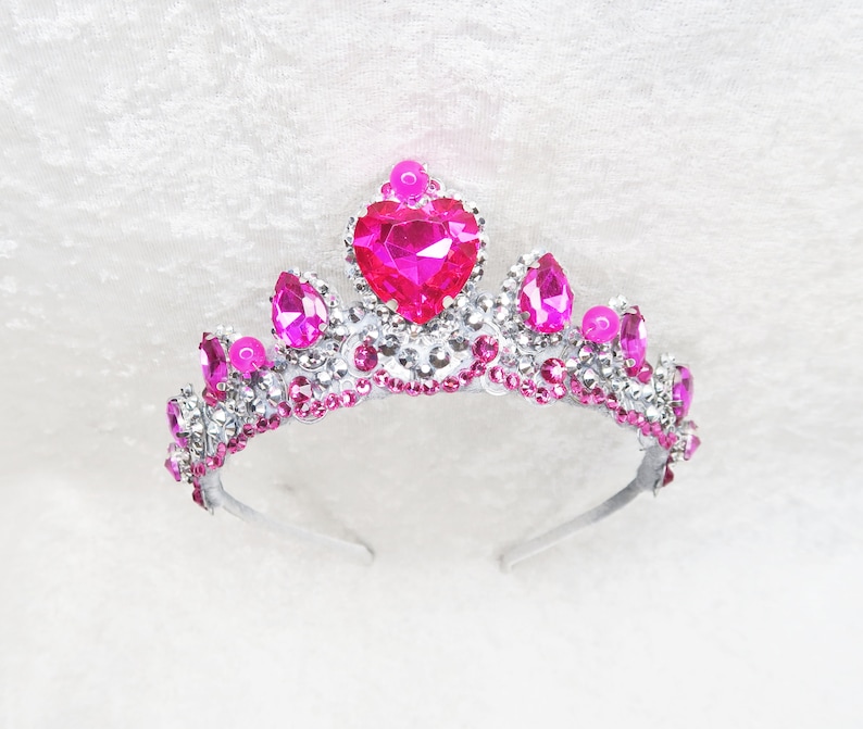 Barbie Princess Charm School Inspired Crown Silver with Hot Pink Rhinestones by Loschy Designs image 4