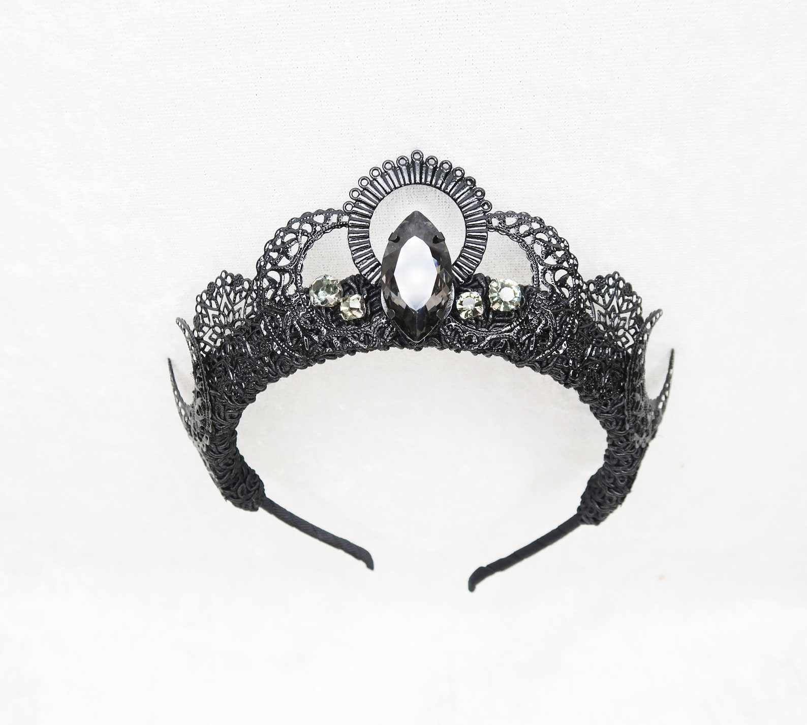 Eclipse Black Crown With Gray Gemstone by Loschy Designs - Etsy
