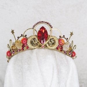 Corona Celestial de Aries - Oro con citrino en bruto y piedras preciosas