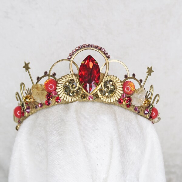 Aries Celestial Crown - Gold with Raw Citrine and Gemstones - by Loschy Designs - MADE TO ORDER, ready to ship in 8 days