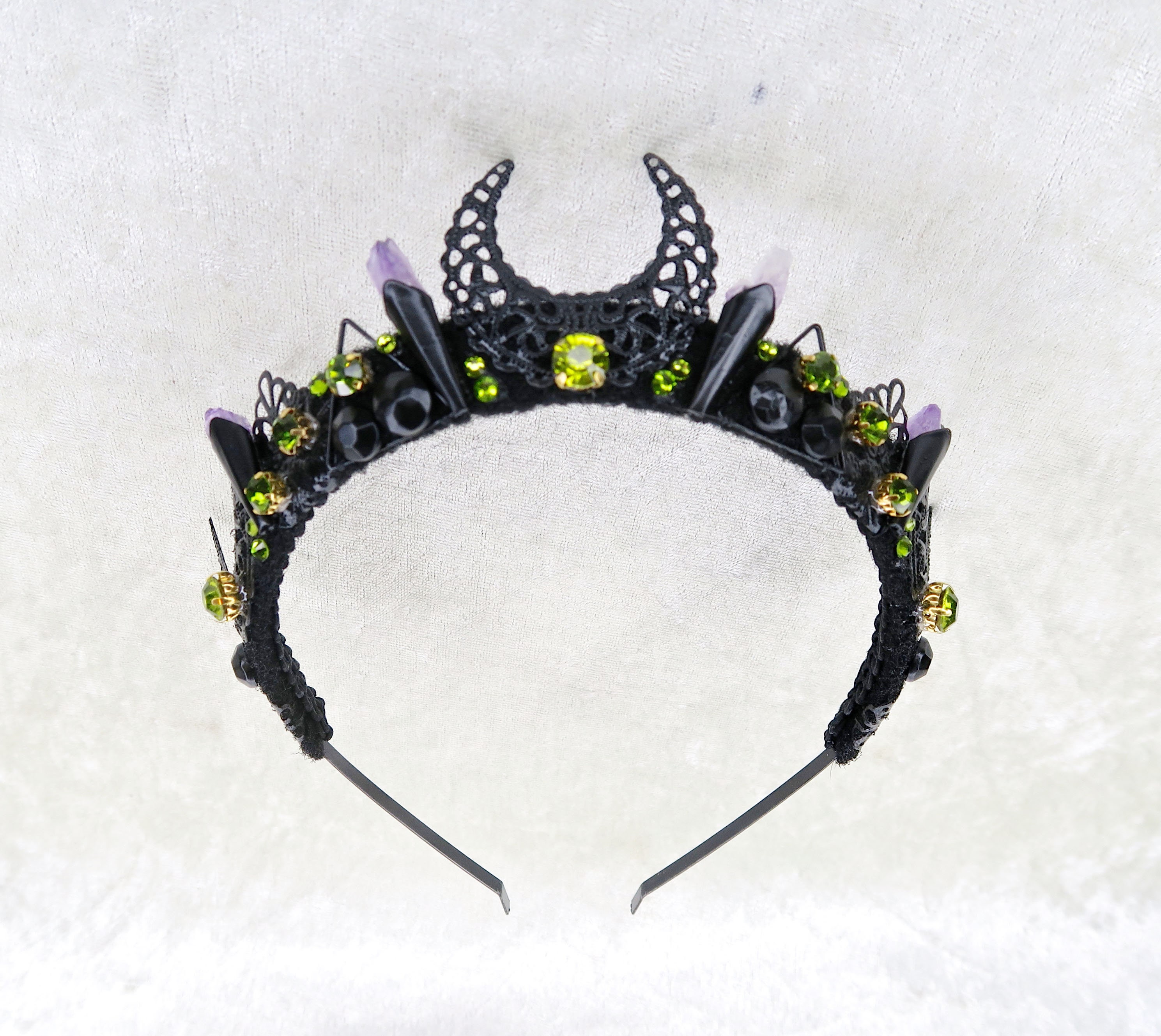 ?Amethyst Fairy Crown in Black Queen Maleficent Inspired Crown - Black Crown With Amethyst  main image 2