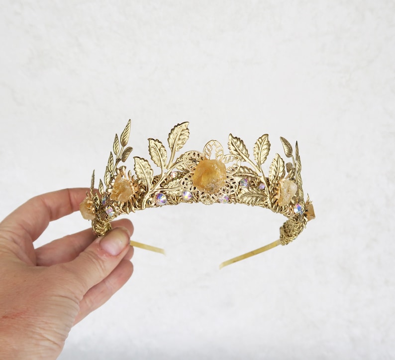 Laurel Leaf Crown Gold with Raw Citrine by Loschy Designs MADE TO ORDER, ships after 7 production days image 3