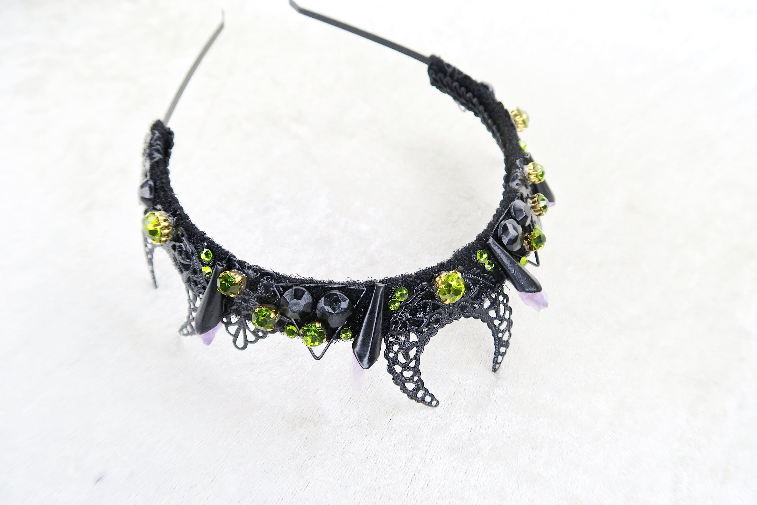 Queen Maleficent Inspired Crown - Black Crown With Amethyst 