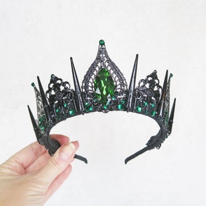 Queen Evil Emerald Black Crown with Green Gemstones by Loschy Designs MADE TO ORDER, ready to ship in 7 days image 7