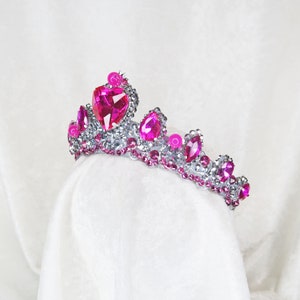Barbie Princess Charm School Inspired Crown Silver with Hot Pink Rhinestones by Loschy Designs image 3