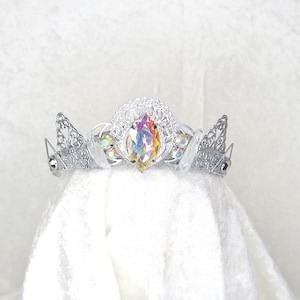 Mars Rainbow Gem-tiara in zilver - Loschy Designs - MADE TO ORDER, klaar voor verzending binnen 6-8 dagen