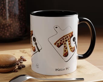 Pizza Pi Coffee Mug, Funny Math Gift, Geeky Drinkware