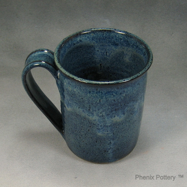 14 - 16 Ounce Blue Ceramic Coffee Mug Coffee Cup Pottery Coffee Mug Hand thrown Stoneware Pottery 6