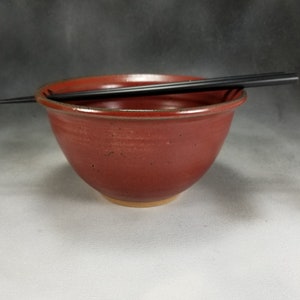 Chopstick Noodle Bowl in Red, Rice Bowl, Soup Bowl, Pho Bowl, Stir Fry Bowl 24 oz Bowl 3 Cup Bowl Wheel Thrown Stoneware Pottery Bowl