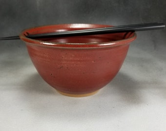 Chopstick Noodle Bowl in Red, Rice Bowl, Soup Bowl, Pho Bowl, Stir Fry Bowl 24 oz Bowl 3 Cup Bowl Wheel Thrown Stoneware Pottery Bowl