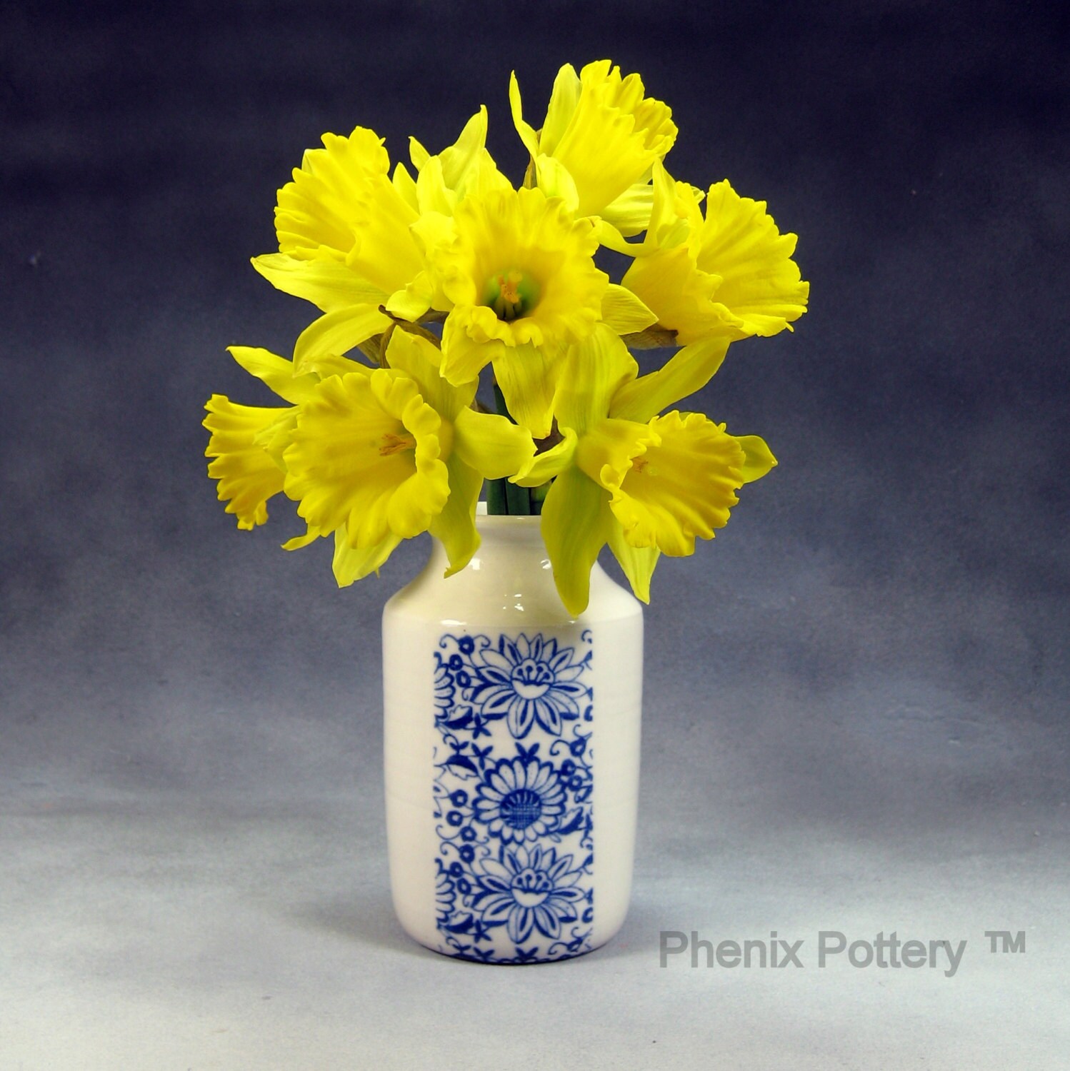 Porcelain Bud Vase Hand Thrown Ceramic Bud Vase With Blue and Etsy