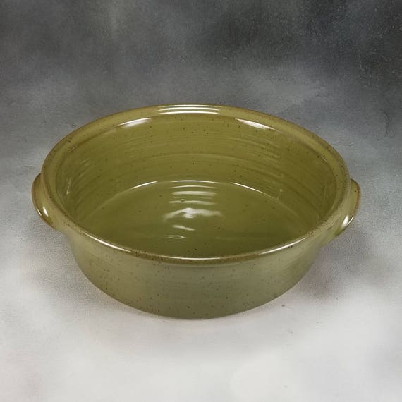 Pottery Casserole Dish Medium Green Ceramic Oval Casserole Etsy
