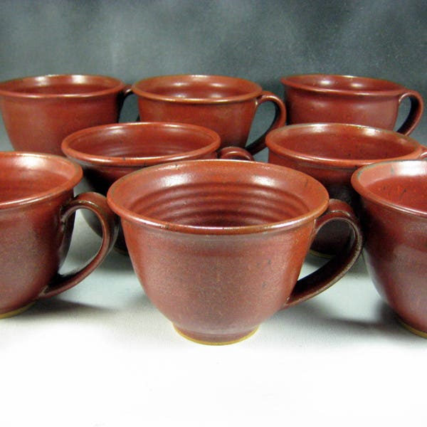 Red Soup Mug Ceramic Cappuccino Coffee Cup 16 oz Mug Hand Thrown Stoneware Pottery