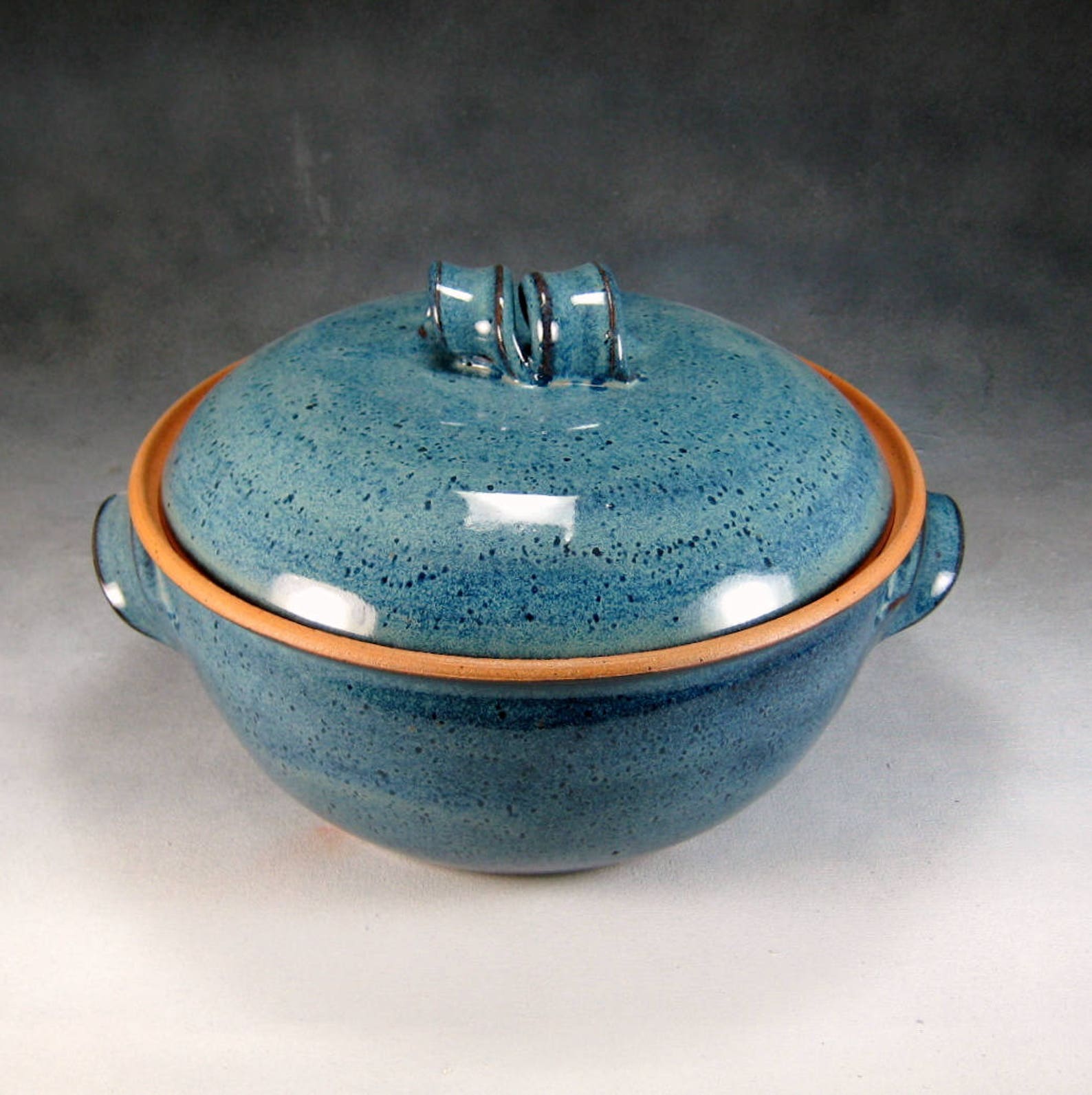 Blue Large Ceramic Casserole Dish With Lid Hand Thrown Etsy