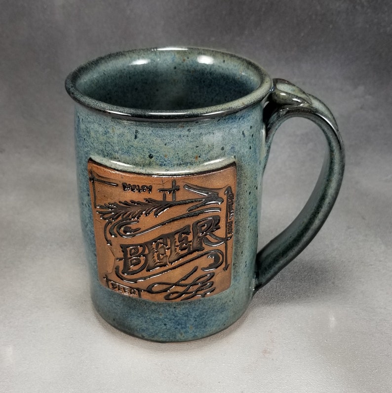 Pint Beer Stein Blue Ceramic Beer Stein 20 ounce Pottery Beer Etsy
