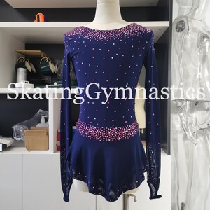 Abito Pattinaggio Artistico Bambina Con Strass - Manica Lunga, Body Con Gonna Chiffon, Per Danza E Gare
