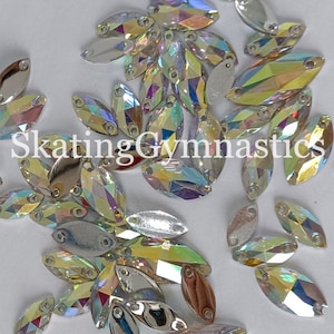Crystal AB Resin Horse Eye Sew-On Gems: Flat Back Rhinestones
