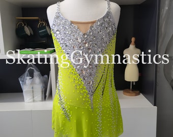 Customize Rhythmic Gymnastics Leotards Girls Artistics Professional  Competition Stage Yellow Stretchy Quality Crystals