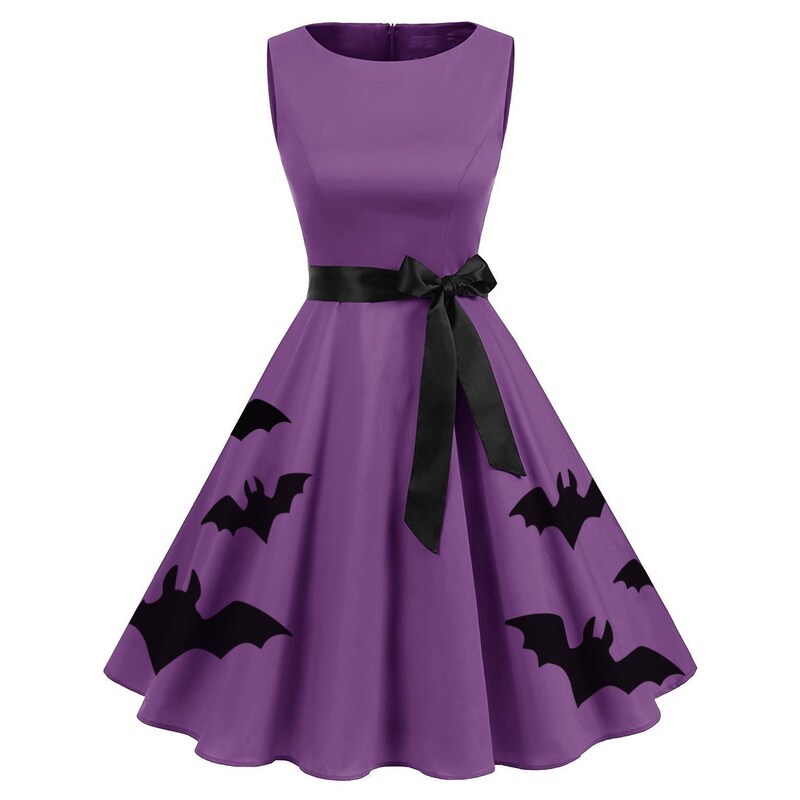 Vintage Skull Bat Art Print Dress main image 1