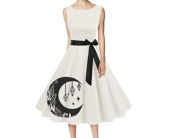 Womens Crystal Moon Dress Retro Pin Up Rockabilly Vintage Dresses Women's clothing plus size clothing boho bridesmaids A-line Fit and Flare