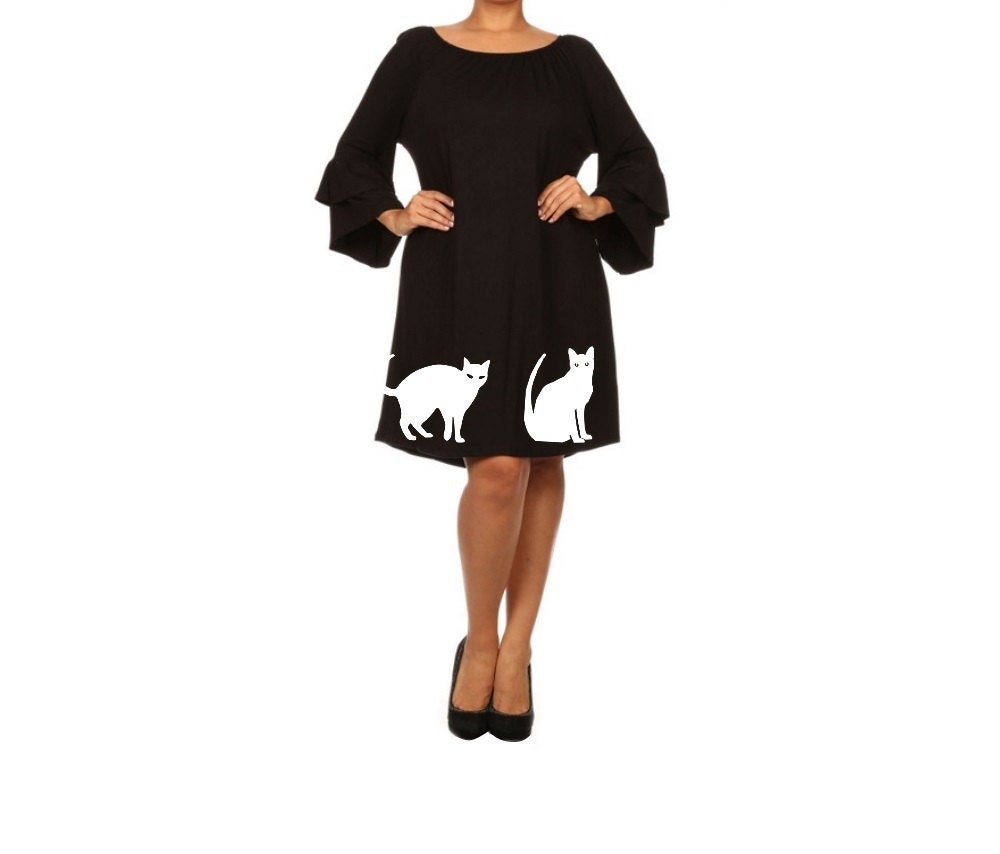 Black Cat Dress Little Black Plus Size Dresses Crazy Cats Lady Etsy