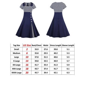 Nautical Anchor Dress Plus Size Clothing Striped Anchors Sailor dresses ladies apparel Screen Print Cute Vintage clothing Pin Up 3XL 4XL imagem 3