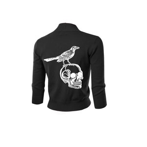 Skull and Raven Cardigan Bolero Sweater Womens Edgar Allen Poe Halloween Shirt Gothic Plus Size Clothing Print Cropped Cardigans Sweaters image 4