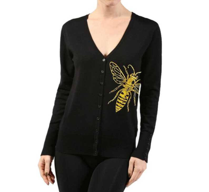 Bee Cardigan Sweater Womens Save the bees Shirts Women's Clothing Sweatshirt Screen Print Cute Pin Up Yellow Sweaters Button Up Bee Cardigan Sweater Womens Save the bees Shirts Women's Clothing Sweatshirt Screen Print Cute Pin Up Yellow Sweaters Button Up