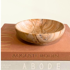 Burma Teak Marble Bowl,  6&quot; Decorative Bowl, Marble Stone Bowl (Natural Stone Bowl, Decorative Crystal Bowl, Jewelry Holder, Fruit Bowl)