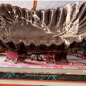 Cherry Rosso Marble 14” Ruffle Edge Tray, Hand-Crafted Genuine marble Vanity Tray, 14x7x4", Luxury Gifts image 6