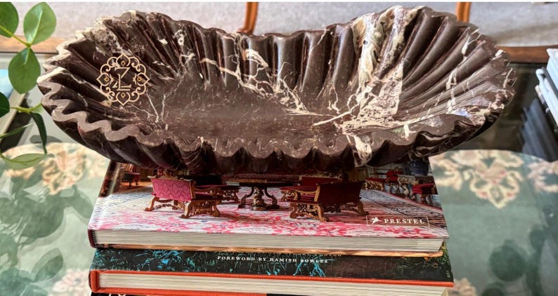 Cherry Rosso Marble 14” Ruffle Edge Tray, Hand-Crafted Genuine marble Vanity Tray, 14x7x4", Luxury Gifts image 6