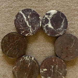Hand-crafted Rosso Levanto Coasters, 4&quot; Natural Stone Coasters, Marble Coasters