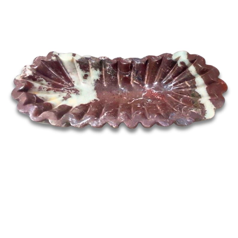 Cherry Rosso Marble 14” Ruffle Edge Tray, Hand-Crafted Genuine marble Vanity Tray, 14x7x4", Luxury Gifts image 8