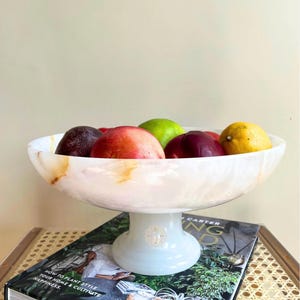 12&quot; White Onyx Fruit Tray, Onyx Tray Stand, Decorative Catch-all Bowl, Jewelry Holder, Fruit Tray, Luxury Home Decor