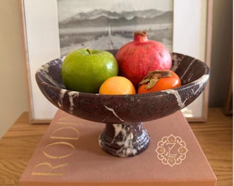 Bandeja para frutas Cherry Rosso Levanto de 25 cm, soporte de mármol, cuenco decorativo multiusos, joyero, bandeja para frutas, decoración de lujo para el hogar.