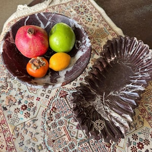 Cherry Rosso Marble 14” Ruffle Edge Tray, Hand-Crafted Genuine marble Vanity Tray, 14x7x4", Luxury Gifts image 4